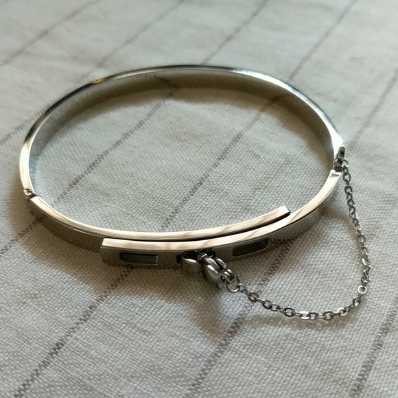 Bangle Chain Bracelet Minimalist Rhodium Plated - Picture 1 of 7